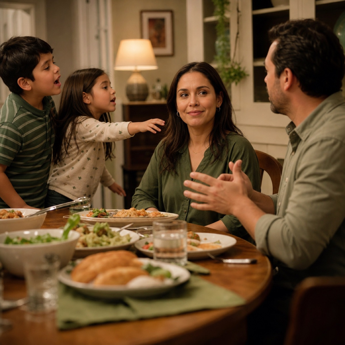 En la mesa familiar: ella calla y atiende a esposo e hijos